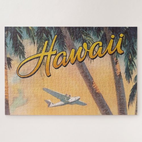 Vintage Hawaii Travel Illustration Art Jigsaw Puzzle