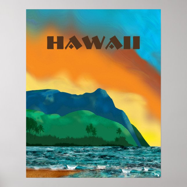 Vintage Hawaii Travel Poster (Front)