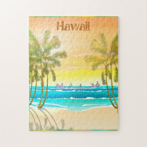 Vintage Hawaii Travel Poster Puzzle