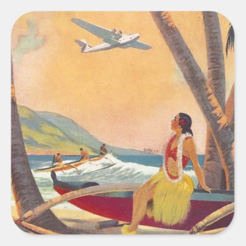 Vintage Hawaii Travel Square Sticker