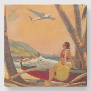 Vintage Hawaii Travel Stone Coaster
