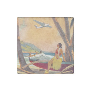 Vintage Hawaii Travel Stone Magnet
