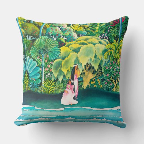 Vintage Hawaii Travel Throw Pillow