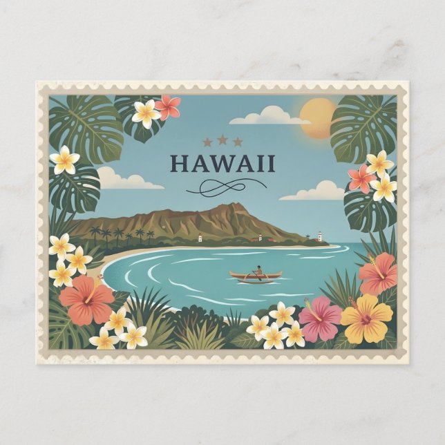 Vintage Hawaii Travel Waikiki Diamond Hea Holiday Postcard (Front)