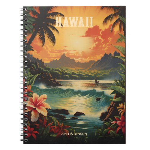 Vintage Hawaii Tropical Beach Travel Notebook
