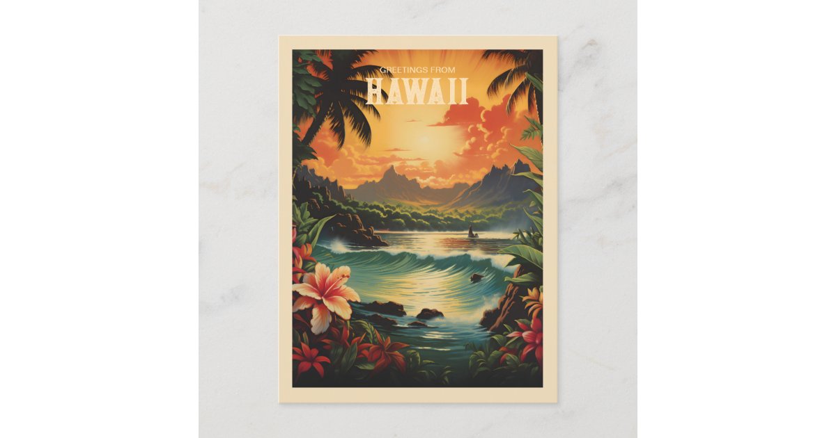 Vintage Hawaii Tropical Beach Travel Postcard | Zazzle