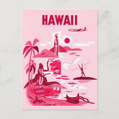 Vintage Hawaii Tropical Pink Travel Postcard