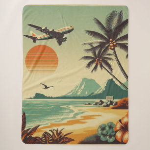 Vintage Hawaii/Tropical Sherpa Blanket