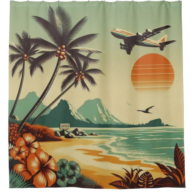 Vintage Hawaii/Tropical  Shower Curtain (Front)