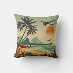 Vintage Hawaii/Tropical  Throw Pillow