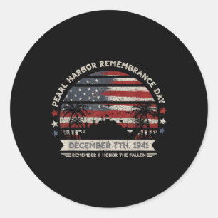 Vintage Hawaii Usa Flag Tee, Pearl Harbor Classic Round Sticker