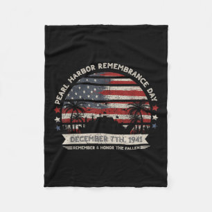 Vintage Hawaii Usa Flag Tee, Pearl Harbor Fleece Blanket