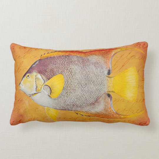 Vintage Hawaiian Angel Fish - Hawaii Antique Lumbar Pillow