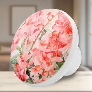 Vintage Hawaiian Floral Cascading Orchids Ceramic Knob