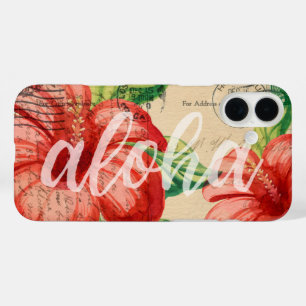 Vintage Hawaiian Hibiscus Postcard iPhone 16 Plus Case