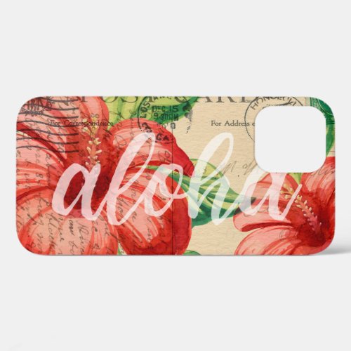 Vintage Hawaiian Hibiscus Postcard  iPhone 12 Pro Case
