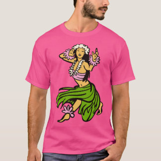 Vintage Hawaiian Hula Dancer toon Retro Hula Girl T-Shirt