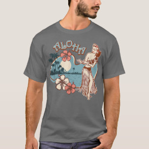 Vintage Hawaiian Hula Girl Shirt Tropical Beach Al