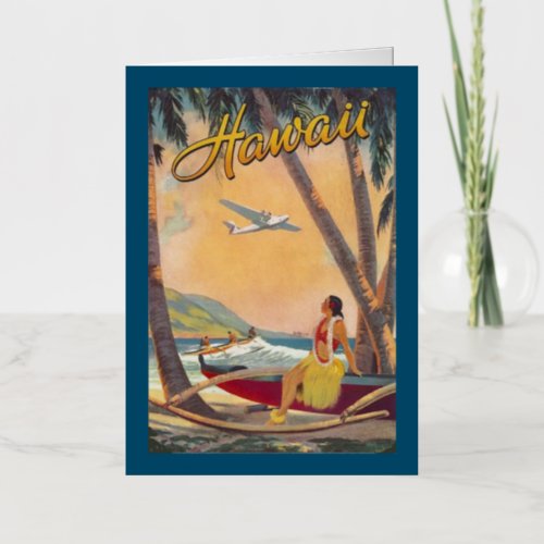 Vintage Hawaiian Islands Travel Aloha Pacific Foil Greeting Card