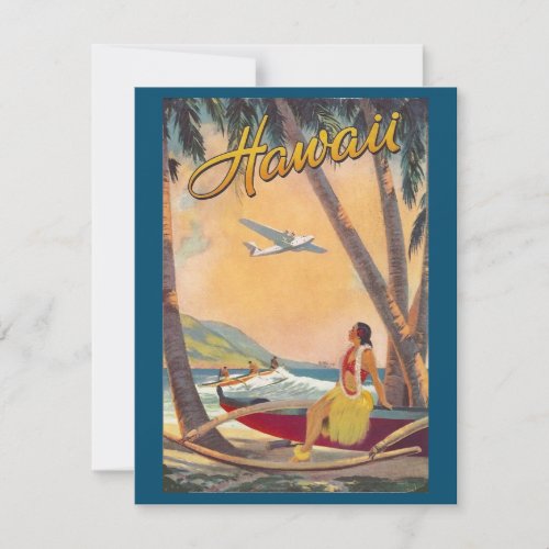Vintage Hawaiian Islands Travel Aloha Pacific Holiday Card