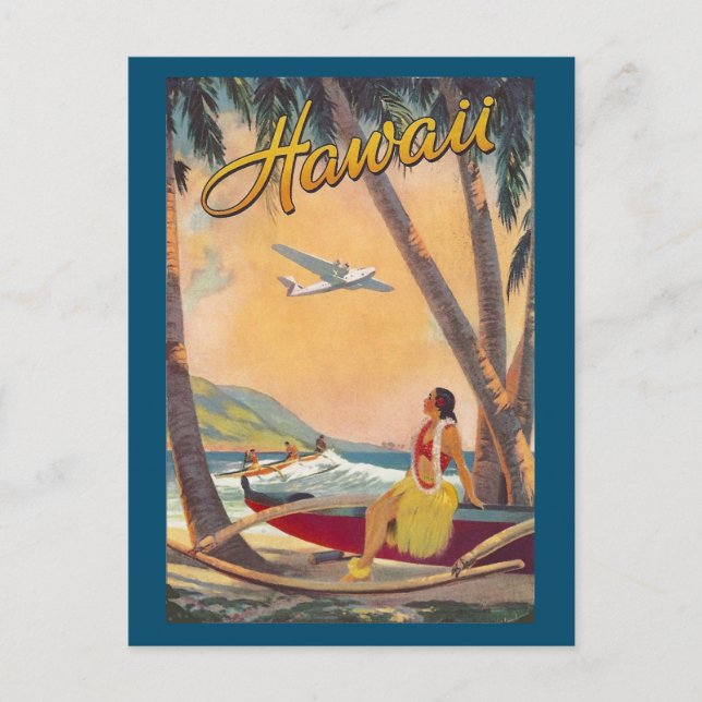 Vintage Hawaiian Islands Travel Aloha Pacific Invitation Postcard (Front)