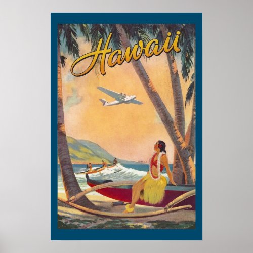 Vintage Hawaiian Islands Travel Aloha Pacific Poster