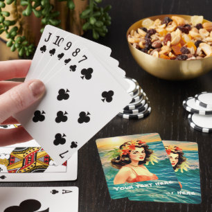 Vintage Hawaiian lady add text jumbo poker  Poker Cards