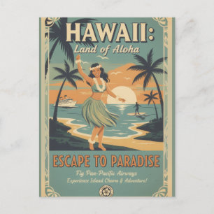 Vintage Hawaiian Land of Aloha Escape to Paradise Postcard