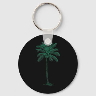Vintage Hawaiian Palm Tree Beach Tropical Island P Keychain