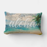 Vintage Hawaiian Palm Trees Postcard Lumbar Pillow at Zazzle
