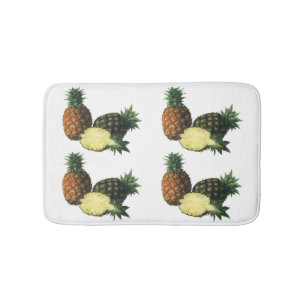 Vintage Hawaiian Pineapples, Organic Food Fruit Bathroom Mat