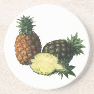 Vintage Hawaiian Pineapples, Organic Food Fruit Drink Coaster