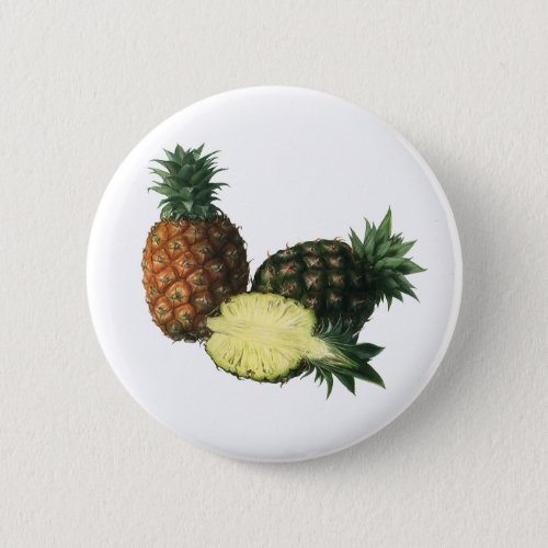 Vintage Hawaiian Pineapples Organic Food Fruit Pinback Button