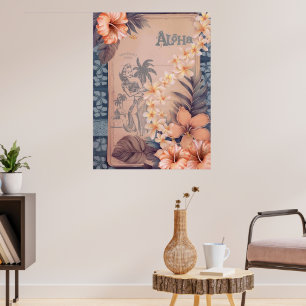 Vintage Hawaiian Scrapbook Waikiki Hula Poster