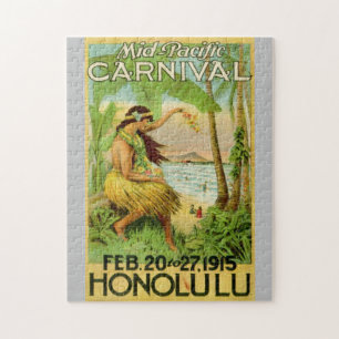 Vintage Hawaiian Travel Art Illustration Old Jigsaw Puzzle