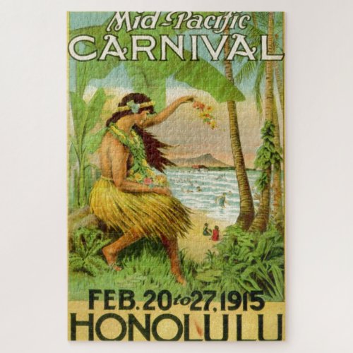 Vintage Hawaiian Travel Art Illustration Old Jigsaw Puzzle