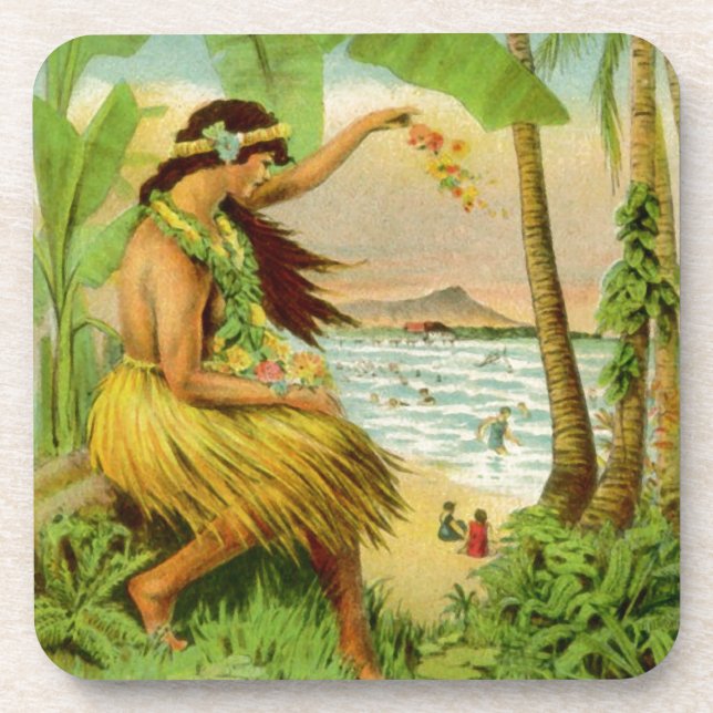 Vintage Hawaiian Travel Beverage Coaster (Front)
