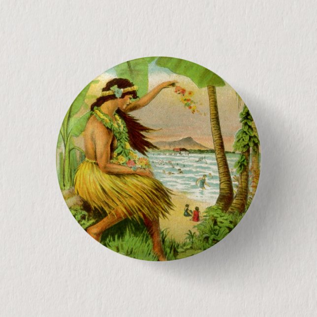 Vintage Hawaiian Travel Button (Front)