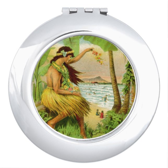 Vintage Hawaiian Travel Compact Mirror (Front)