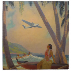 Vintage Hawaiian Travel - Hawaii Girl Dancer Napkin