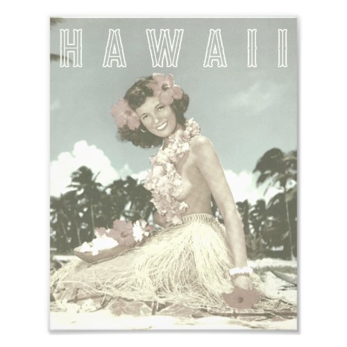 Vintage Hawaiian Travel _ Hawaii Hula Dance  Photo Print
