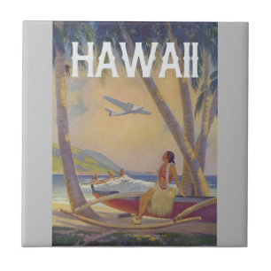 Vintage Hawaiian Travel - Hawaii Hula Dancer ! Ceramic Tile