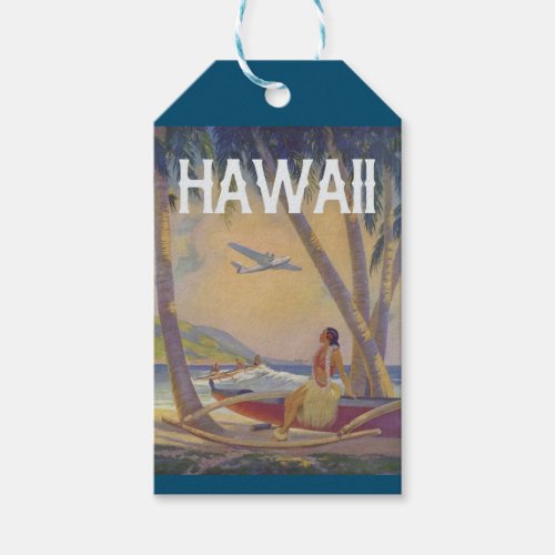 Vintage Hawaiian Travel _ Hawaii Hula Dancer   Gift Tags