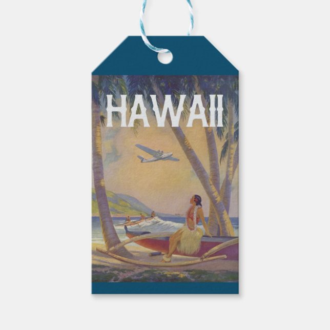 Vintage Hawaiian Travel - Hawaii Hula Dancer   Gift Tags (Front)