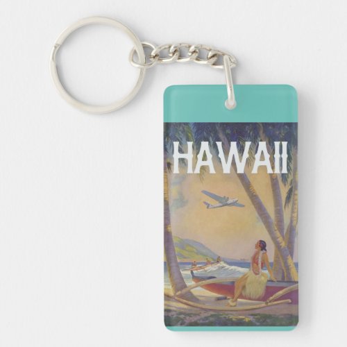 Vintage Hawaiian Travel _ Hawaii Hula Dancer   Keychain