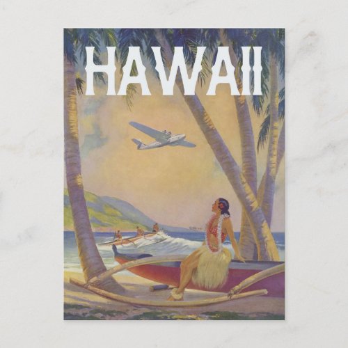 Vintage Hawaiian Travel _ Hawaii Hula Dancer   Postcard