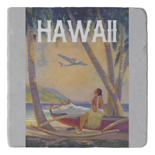 Vintage Hawaiian Travel _ Hawaii Hula Dancer   Trivet