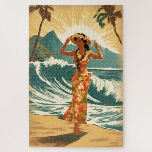 Vintage Hawaiian Travel Honolulu Mid_Pacific  Jigsaw Puzzle