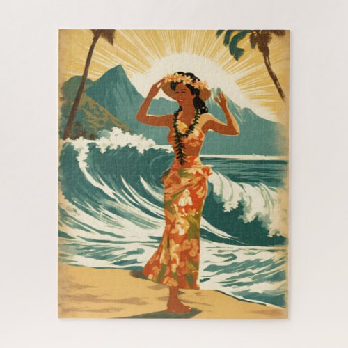 Vintage Hawaiian Travel Honolulu Mid_Pacific  Jigsaw Puzzle