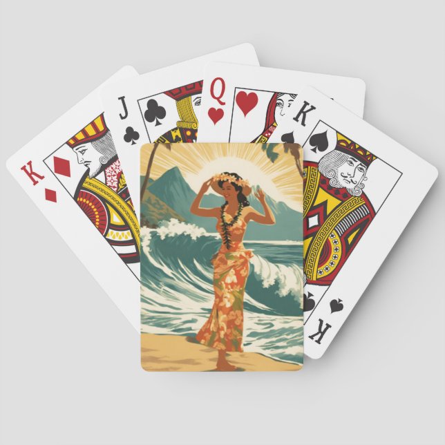 Vintage Hawaiian Travel Honolulu Mid-Pacific  Poker Cards (Back)